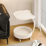 Modern Wood Bear Shape Tray Top Rolling Side Table with Storage Image - 3