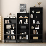 Modern Wood Black Closed Back Vertical Storage Bookcase Image - 1