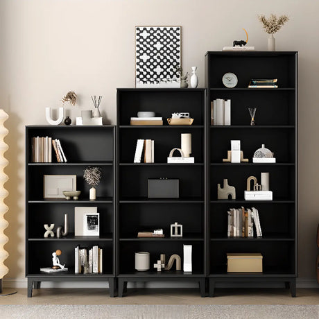 Modern Wood Black Closed Back Vertical Storage Bookcase Image - 1