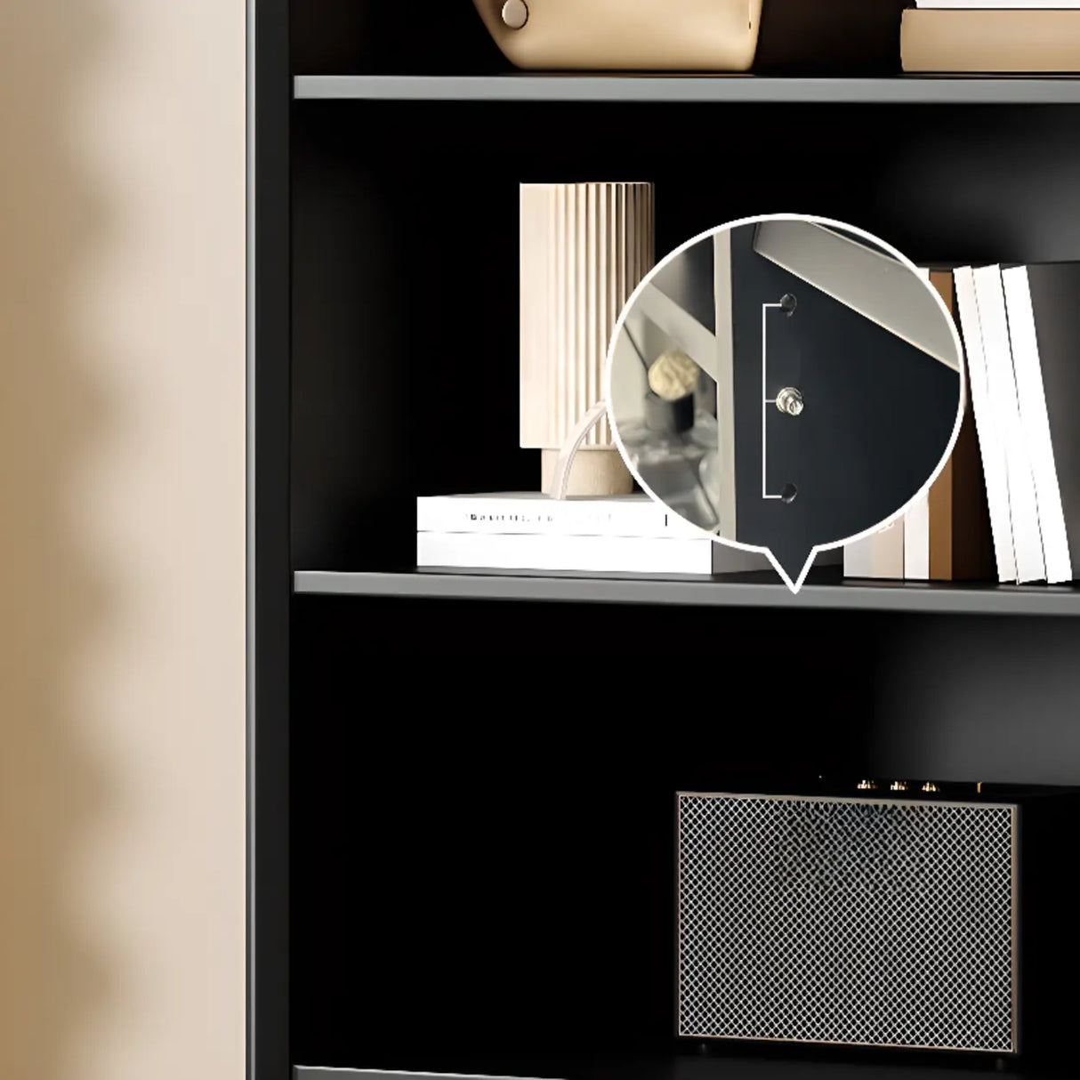 Modern Wood Black Closed Back Vertical Storage Bookcase Image - 10