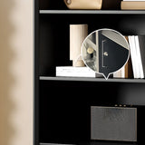 Modern Wood Black Closed Back Vertical Storage Bookcase Image - 10