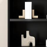 Modern Wood Black Closed Back Vertical Storage Bookcase Image - 11