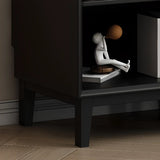 Modern Wood Black Closed Back Vertical Storage Bookcase Image - 12