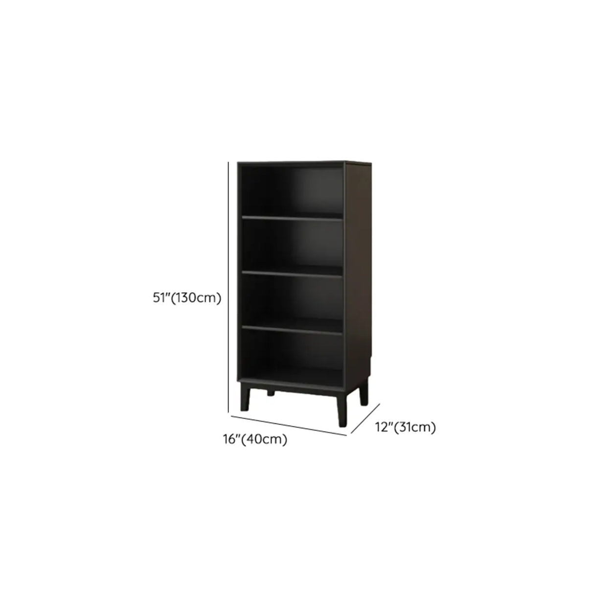 Modern Wood Black Closed Back Vertical Storage Bookcase 