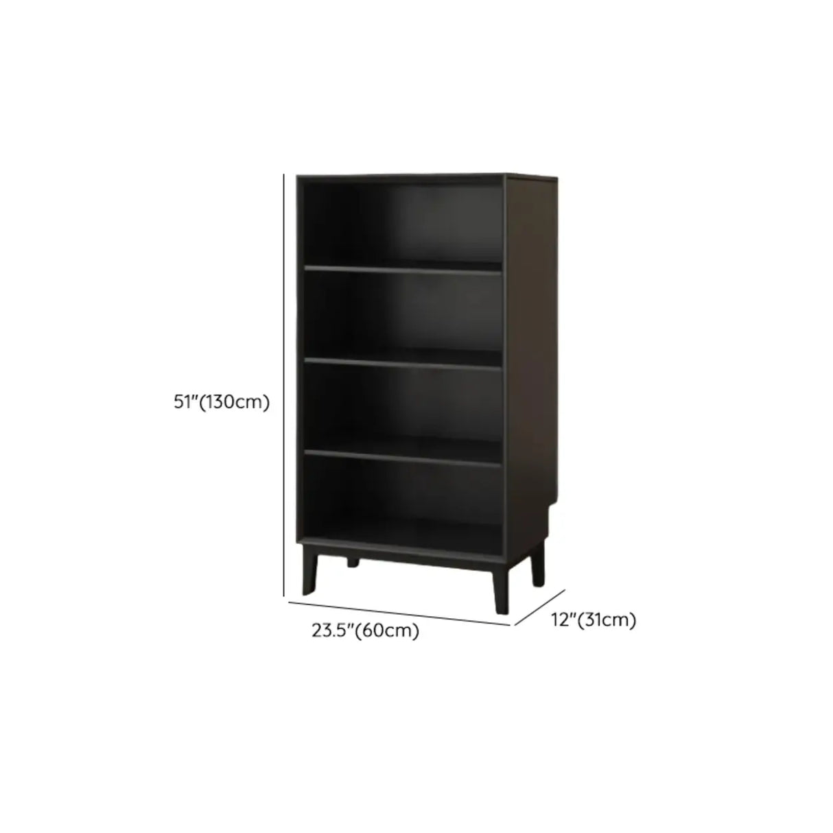 Modern Wood Black Closed Back Vertical Storage Bookcase Image - 14