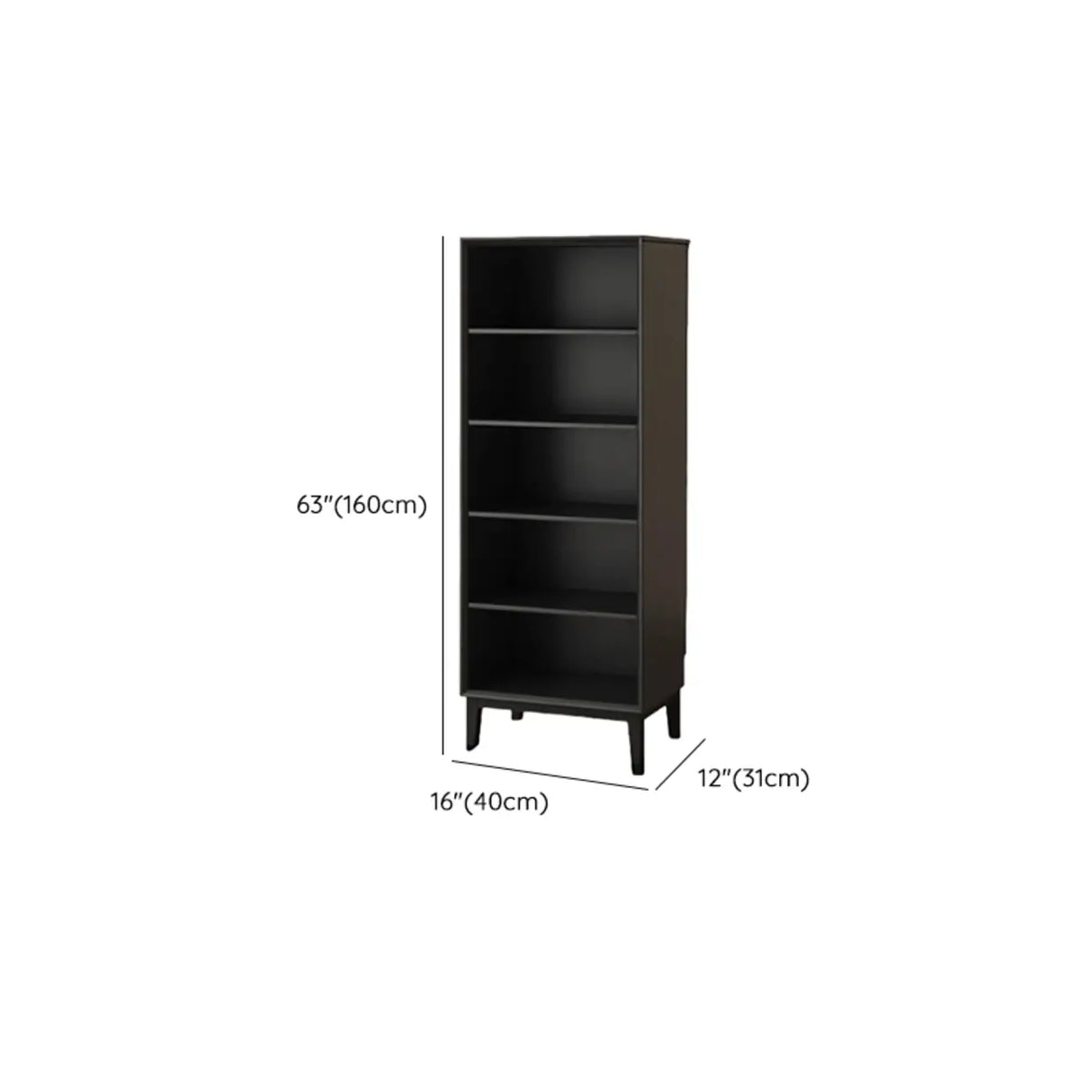 Modern Wood Black Closed Back Vertical Storage Bookcase Image - 15
