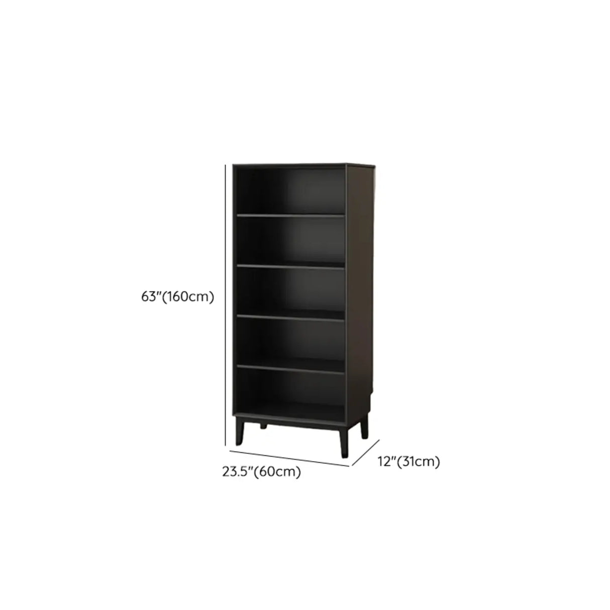 Modern Wood Black Closed Back Vertical Storage Bookcase Image - 16