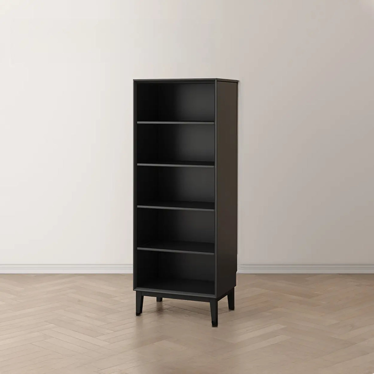 Modern Wood Black Closed Back Vertical Storage Bookcase Image - 3