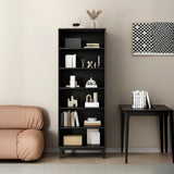Modern Wood Black Closed Back Vertical Storage Bookcase Image - 4