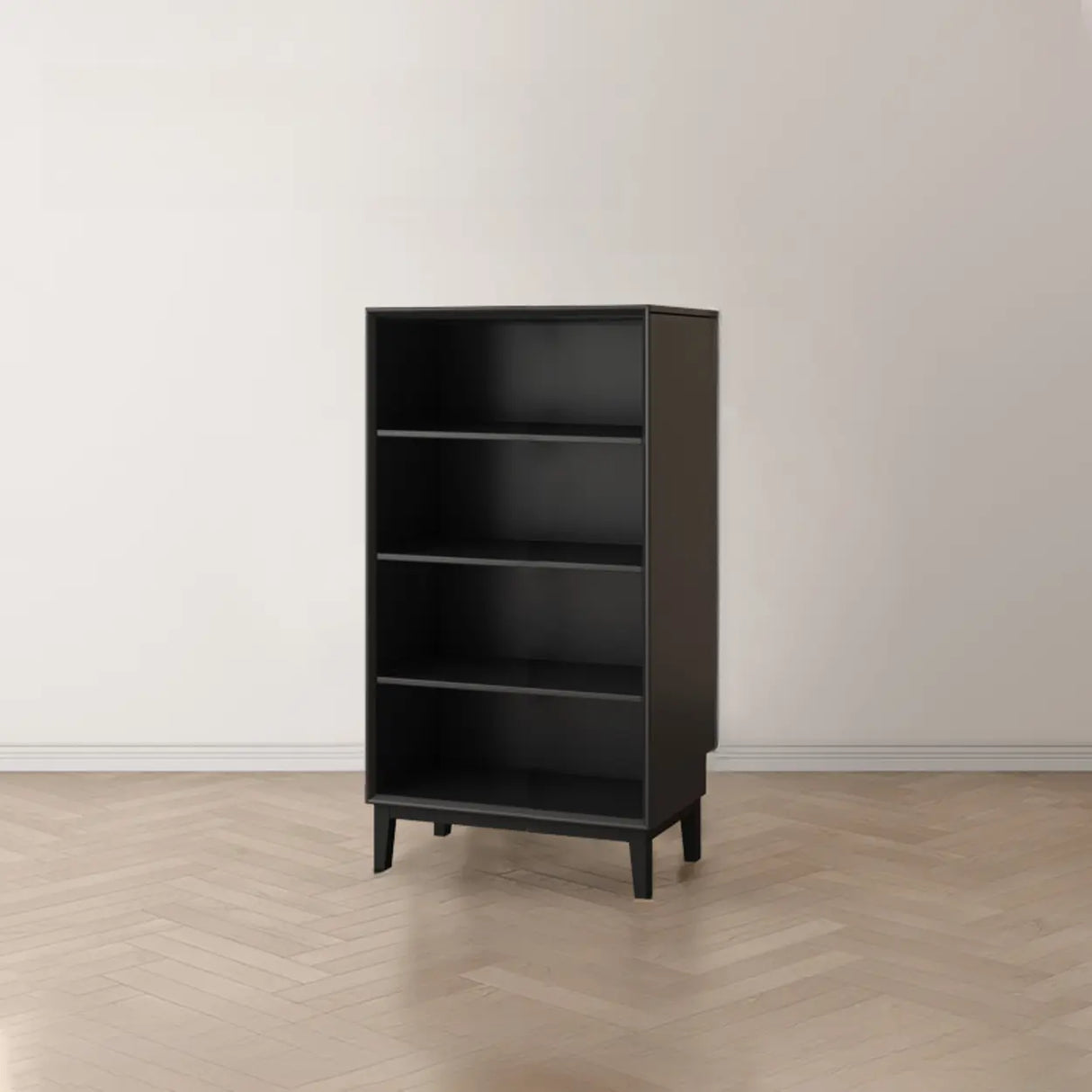 Modern Wood Black Closed Back Vertical Storage Bookcase Image - 5