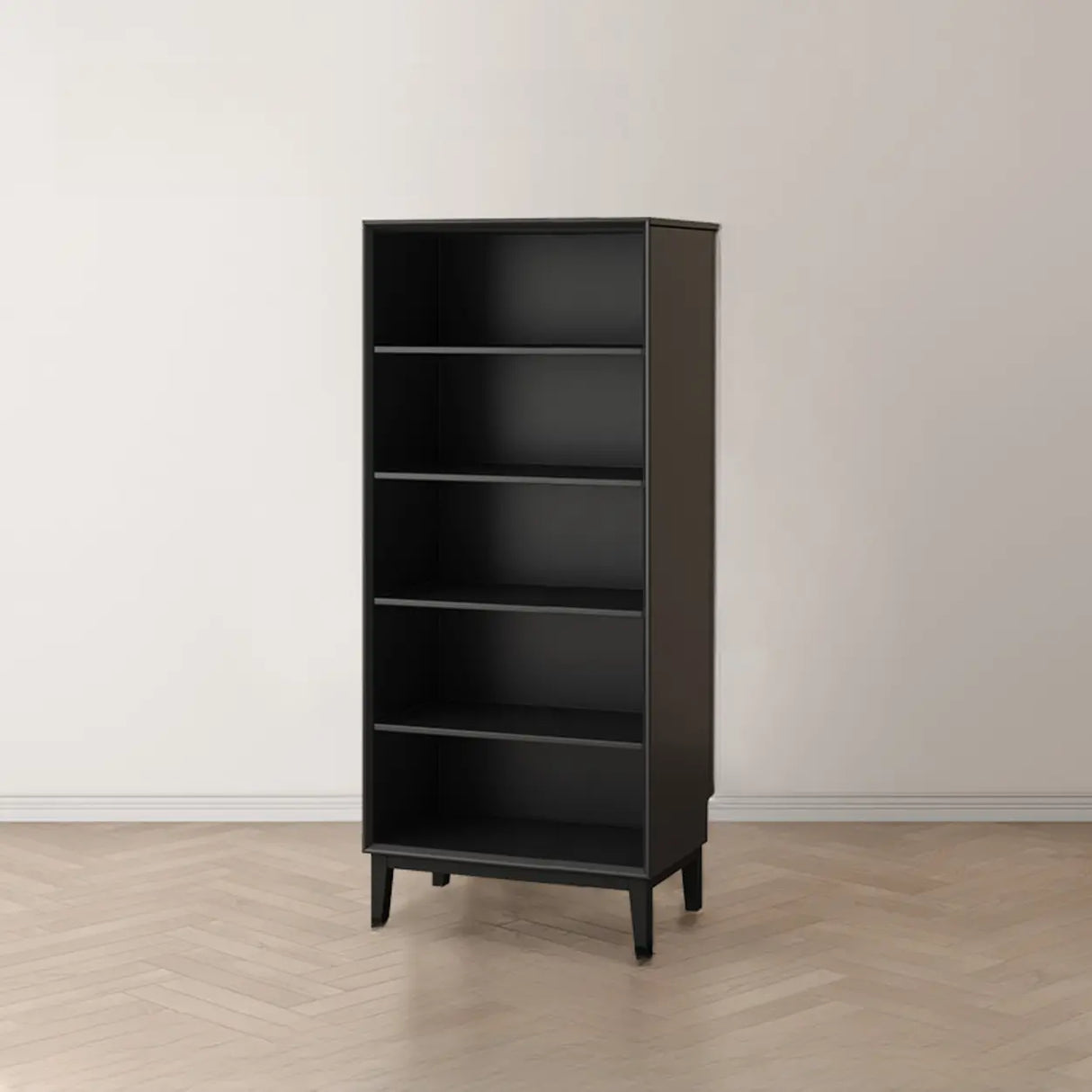 Modern Wood Black Closed Back Vertical Storage Bookcase Image - 7