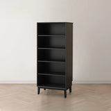 Modern Wood Black Closed Back Vertical Storage Bookcase Image - 7
