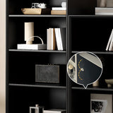 Modern Wood Black Closed Back Vertical Storage Bookcase Image - 8