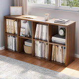 Modern Wood Closed Back Modular Storage Wide Bookcase Image - 2