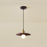 Modern Wood Flat Disc Warehouse Pendant Lights Image - 9