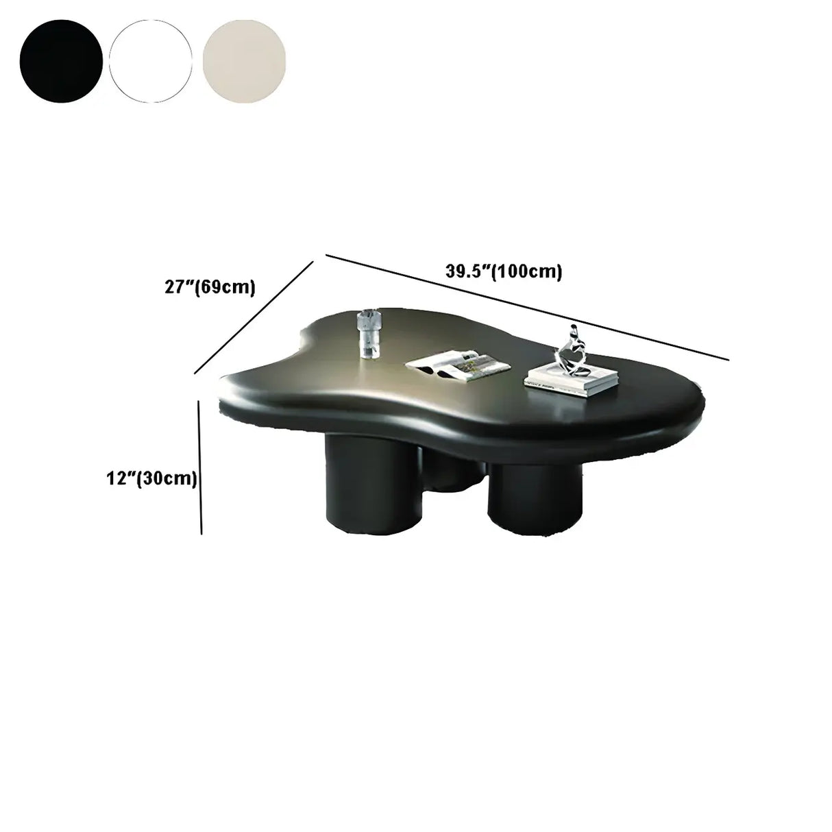 Modern Wood Free Form Coffee Table with Three Legs 