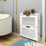 Modern Wood Free Standing White Drop Front Shoe Cabinet Image - 2