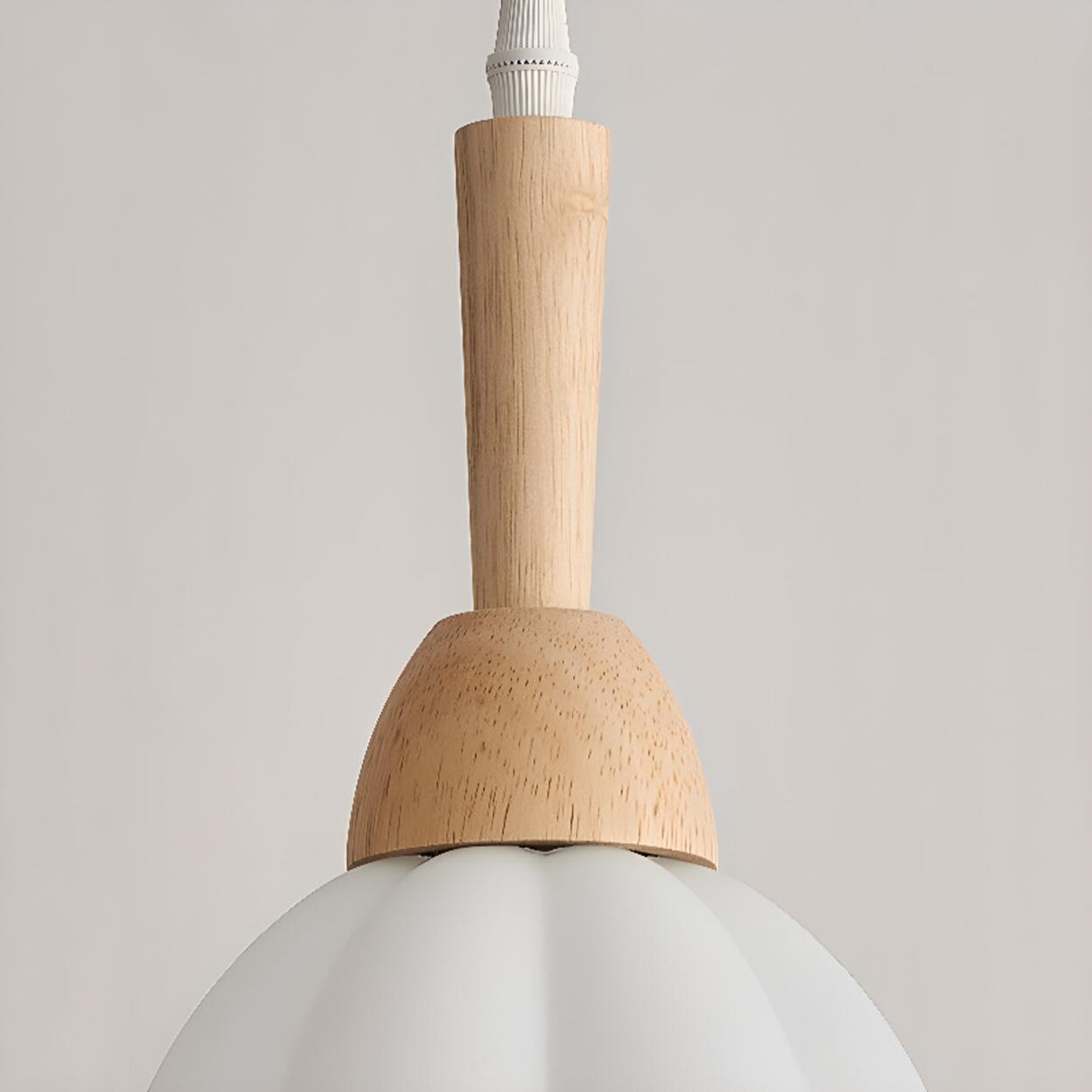 Modern Wood Glass Globe Dining Room Pendant Light Image - 12