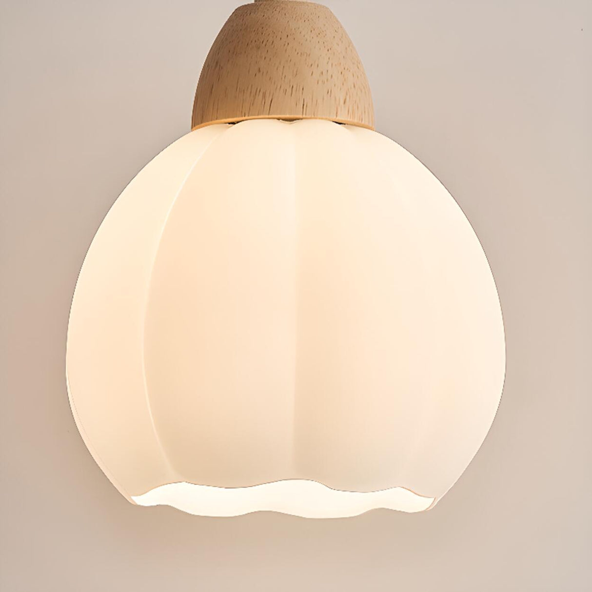 Modern Wood Glass Globe Dining Room Pendant Light Image - 13