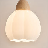 Modern Wood Glass Globe Dining Room Pendant Light Image - 13