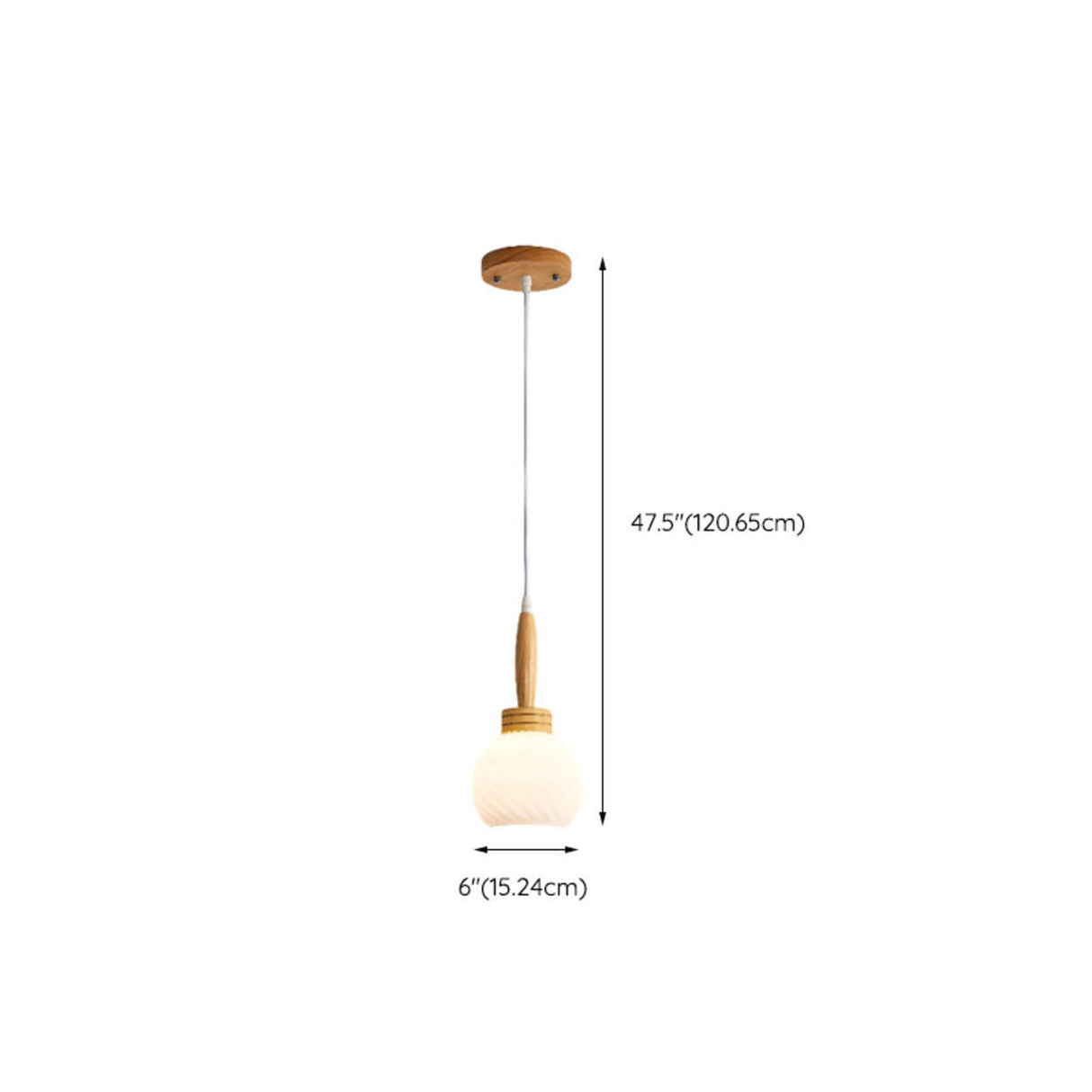 Modern Wood Glass Globe Dining Room Pendant Light 