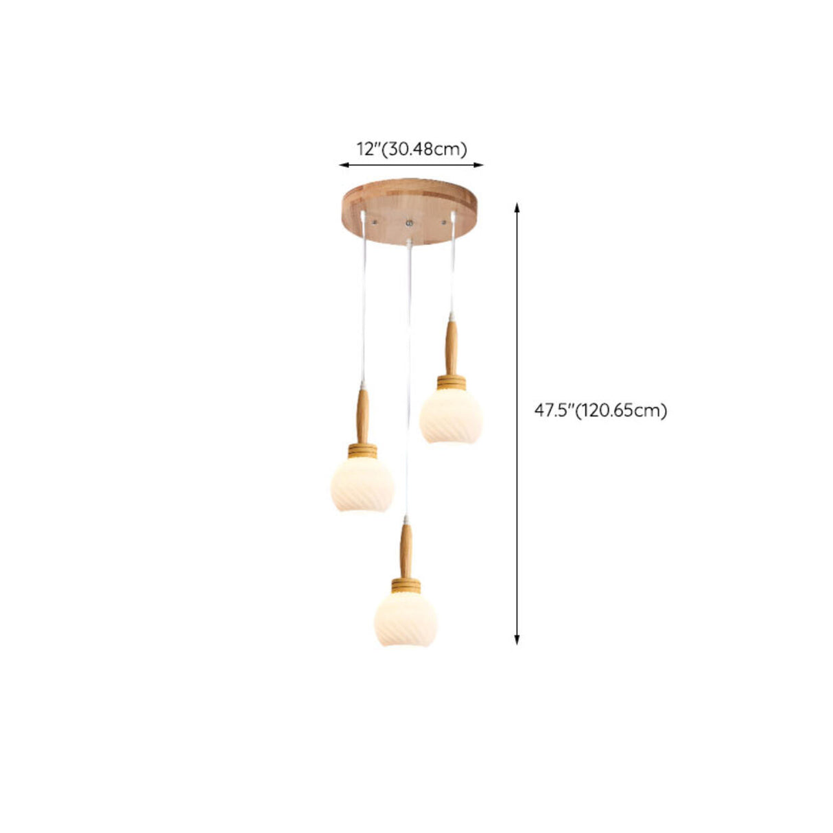 Modern Wood Glass Globe Dining Room Pendant Light Image - 17