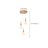 Modern Wood Glass Globe Dining Room Pendant Light Image - 18