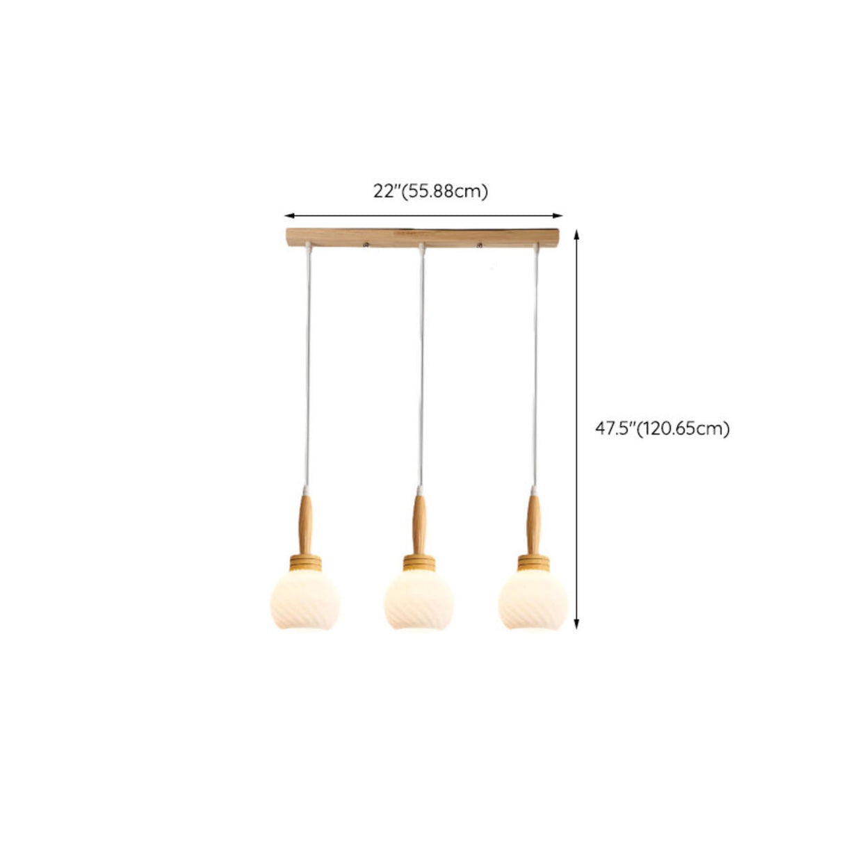 Modern Wood Glass Globe Dining Room Pendant Light Image - 19