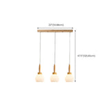 Modern Wood Glass Globe Dining Room Pendant Light Image - 19