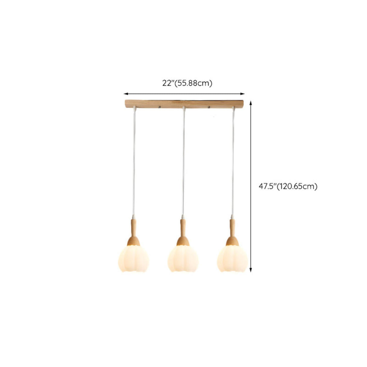 Modern Wood Glass Globe Dining Room Pendant Light Image - 20