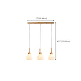Modern Wood Glass Globe Dining Room Pendant Light Image - 20