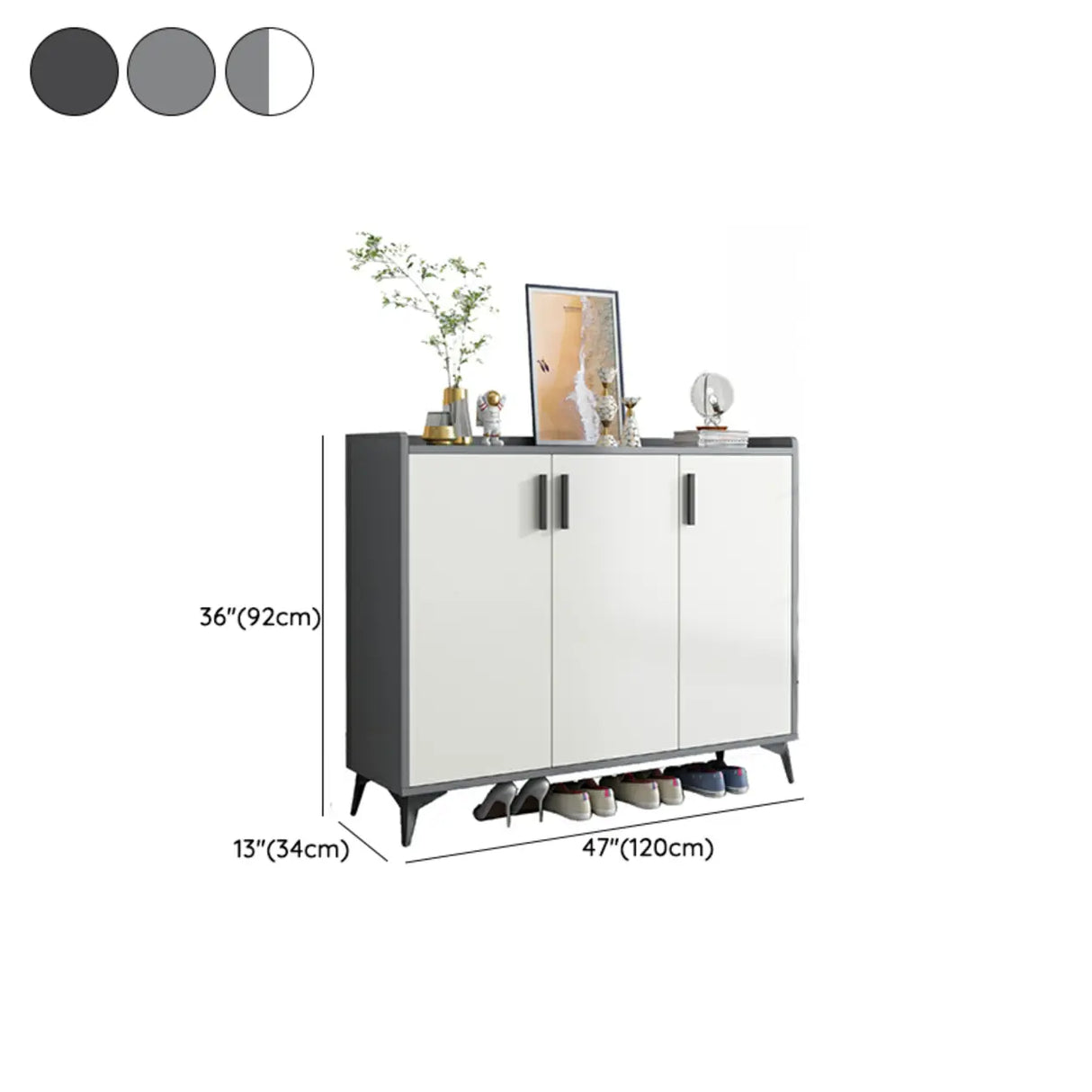 Modern Wood Hallway White Adjustable Shoe Storage Cabinet Image - 15
