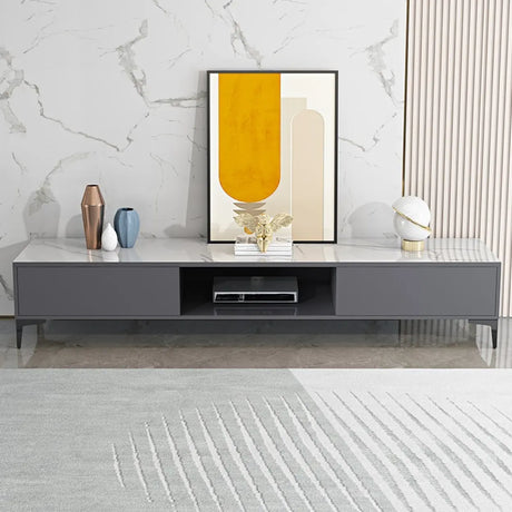 Modern Wood Rectangle Open Storage Cabinet TV Stand Image - 1