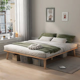 Modern Wood Square Natural Queen Storage Panel Bed Image - 10