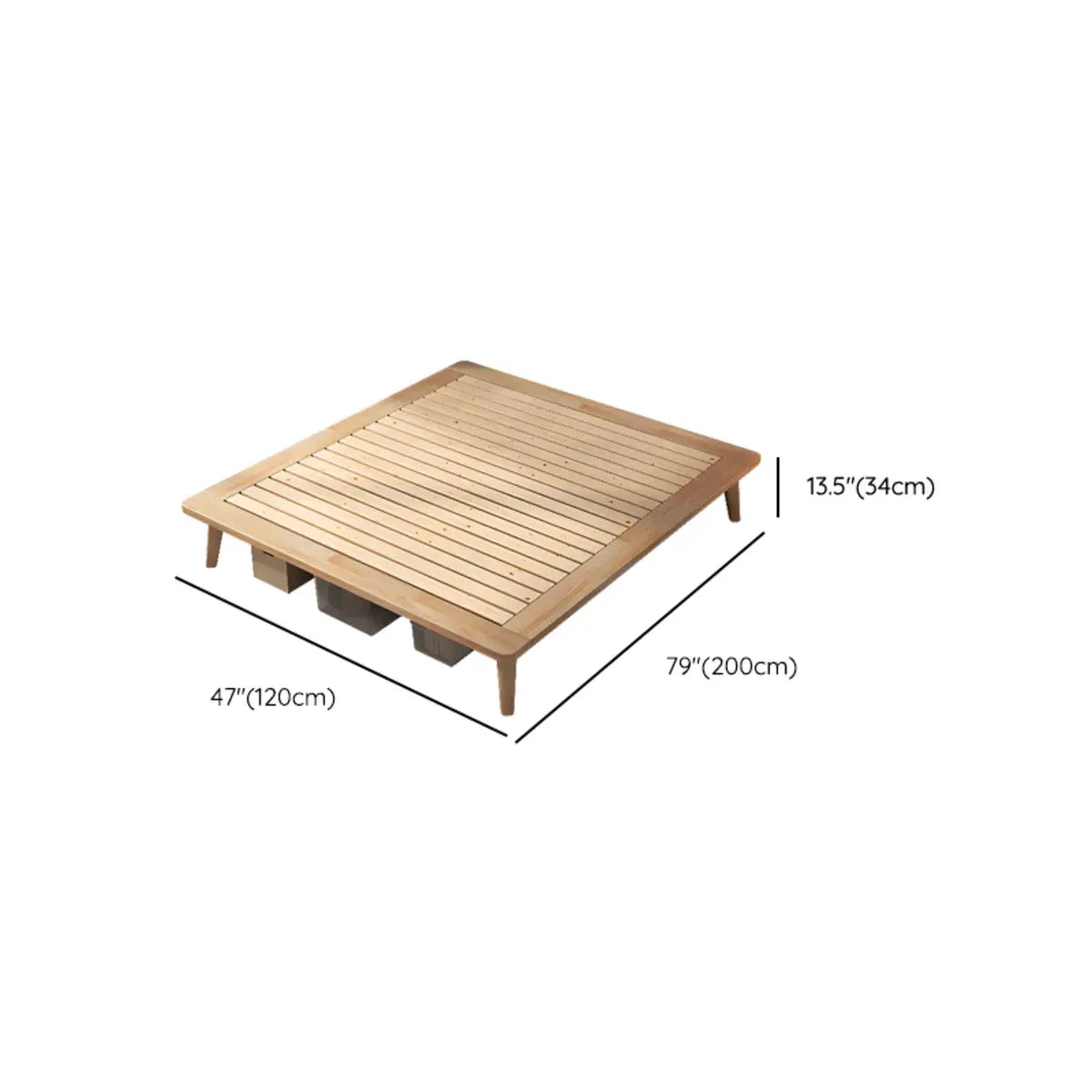 Modern Wood Square Natural Queen Storage Panel Bed Image - 12