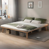 Modern Wood Square Natural Queen Storage Panel Bed Image - 3