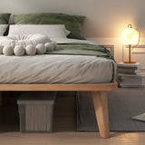 Modern Wood Square Natural Queen Storage Panel Bed Image - 4