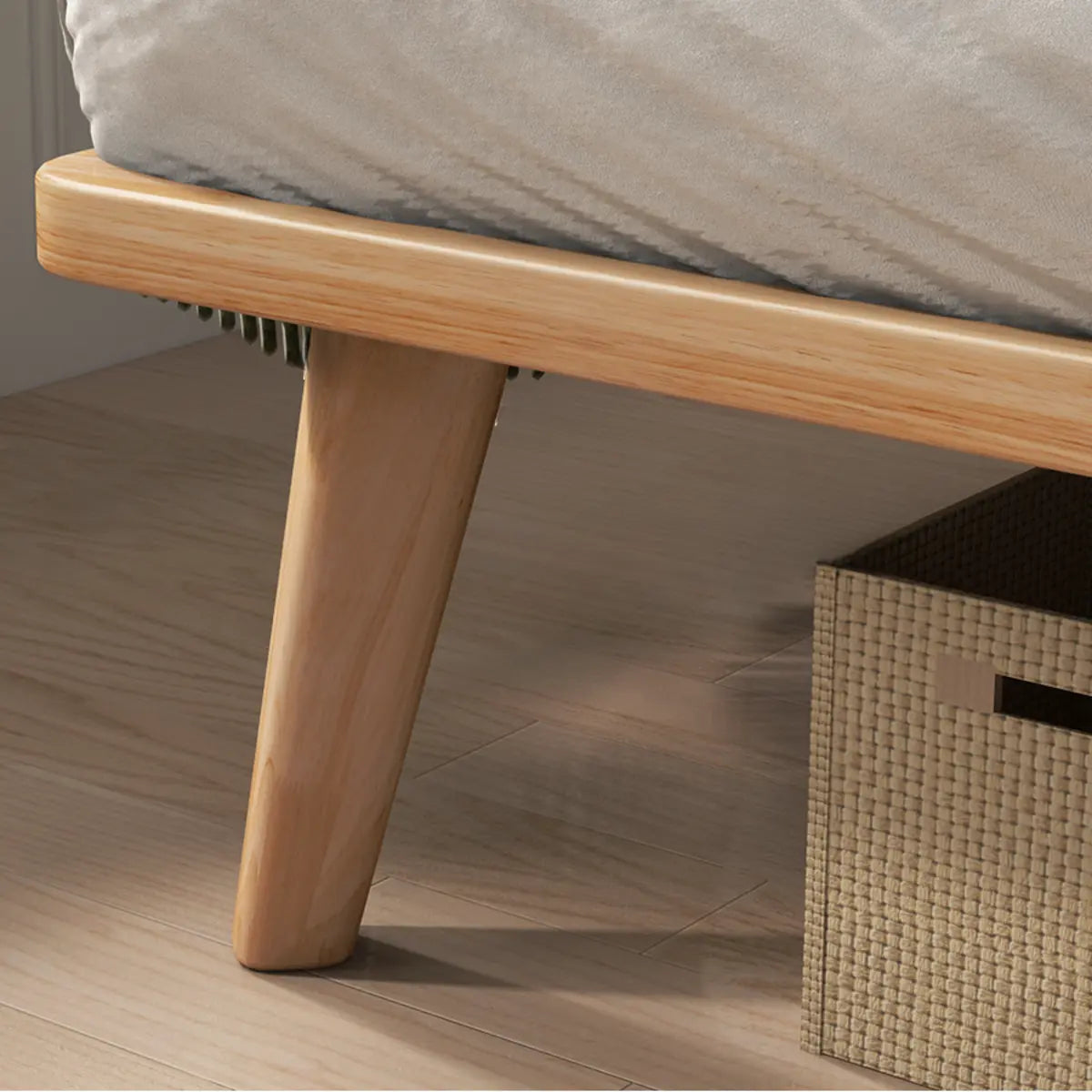 Modern Wood Square Natural Queen Storage Panel Bed Image - 5