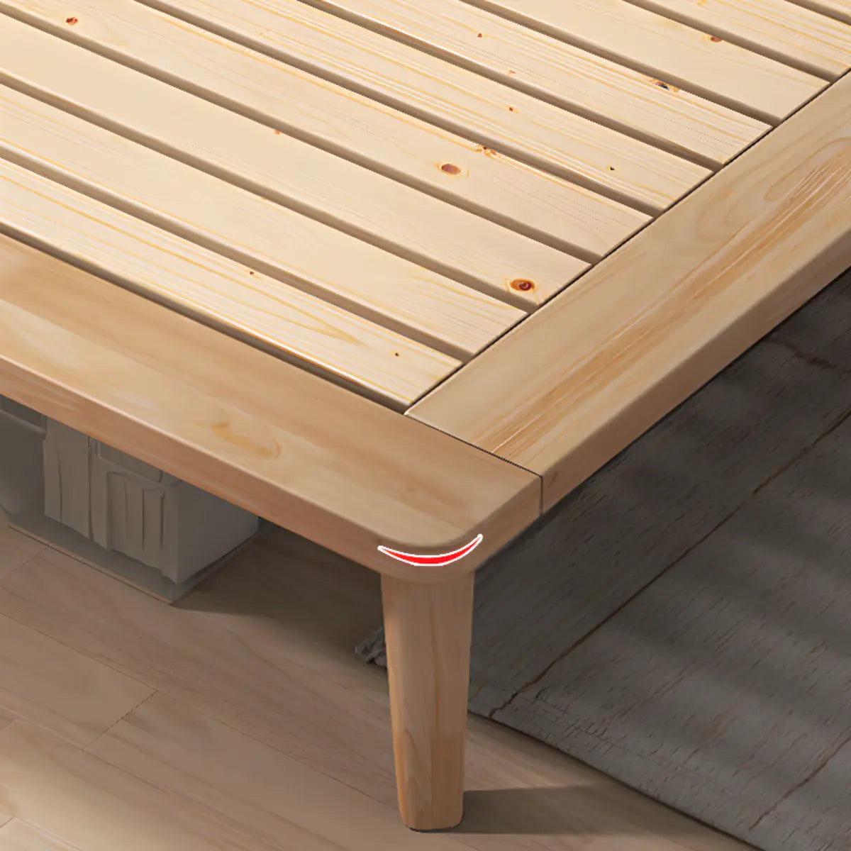 Modern Wood Square Natural Queen Storage Panel Bed Image - 8