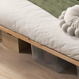 Modern Wood Square Natural Queen Storage Panel Bed Image - 9