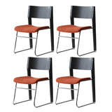 Modern Wood Velvet Open Back Armless Stackable Dining Chair Image - 9