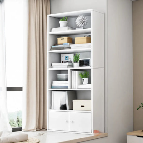 Modern Wood Vertical Barrister Storage Bookcase White Image - 1