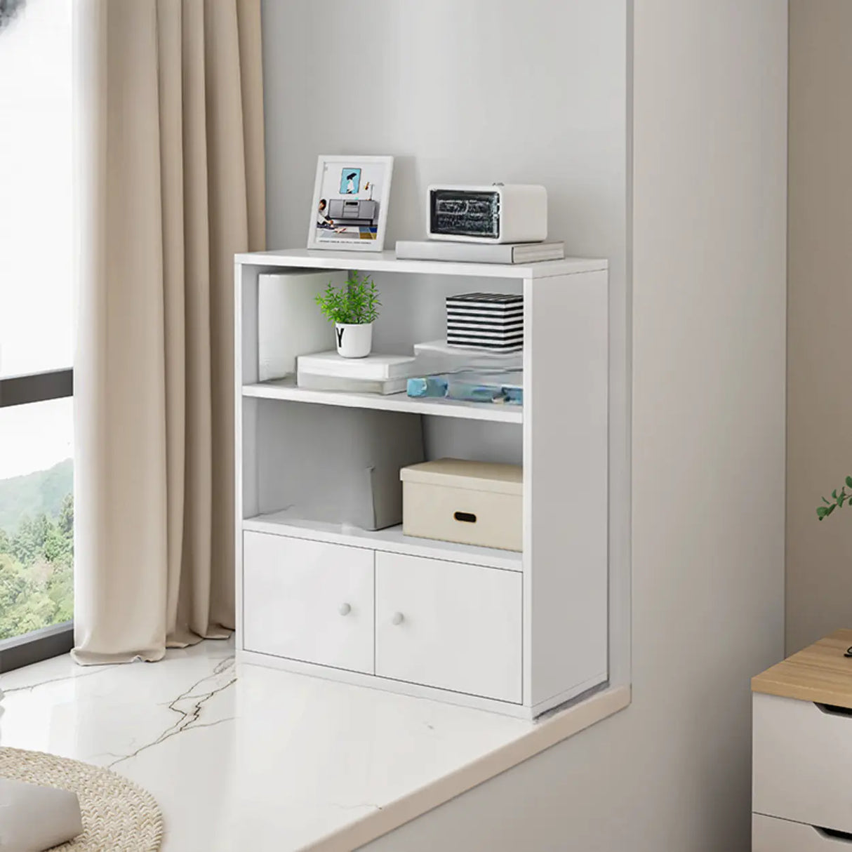Modern Wood Vertical Barrister Storage Bookcase White Image - 18