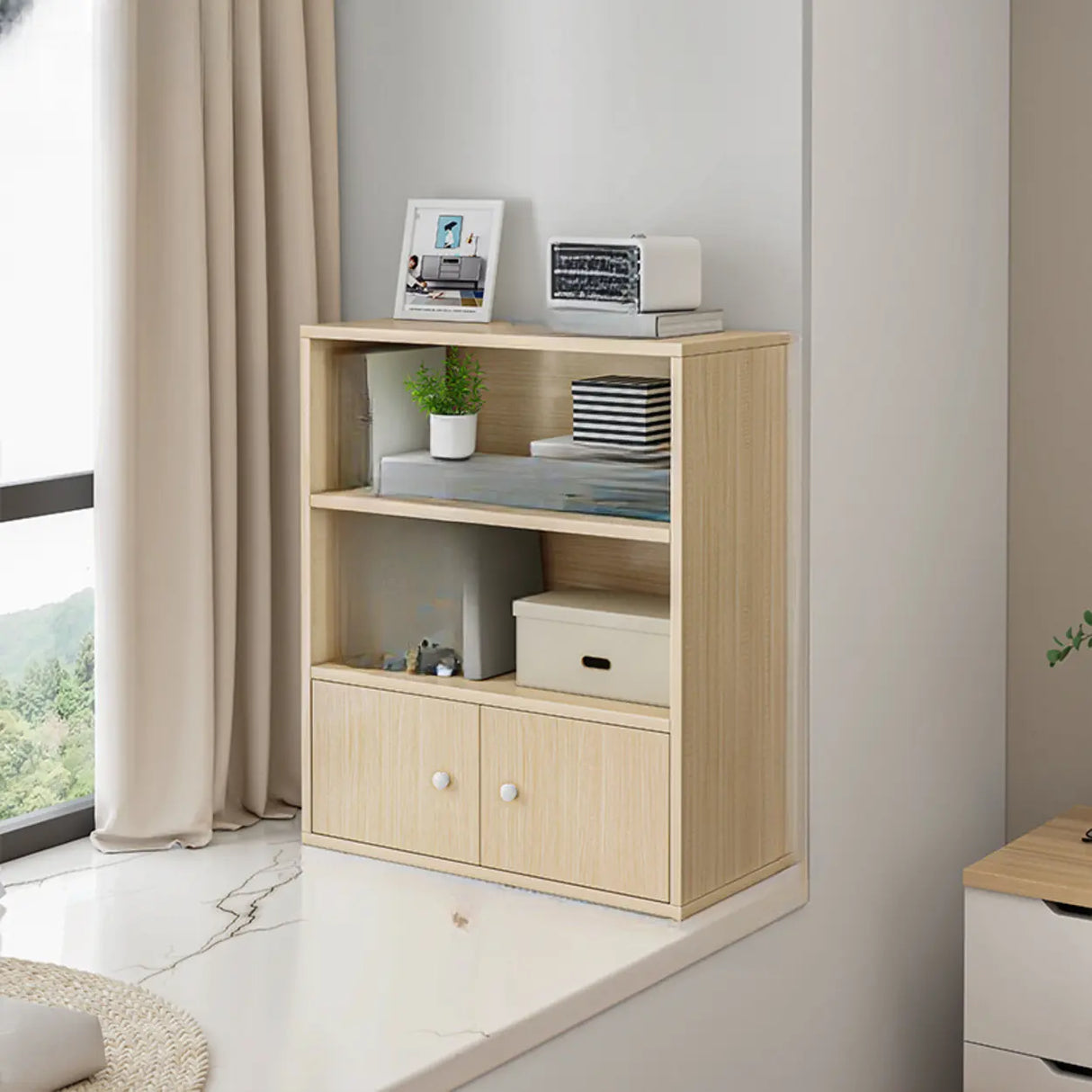 Modern Wood Vertical Barrister Storage Bookcase White Image - 20