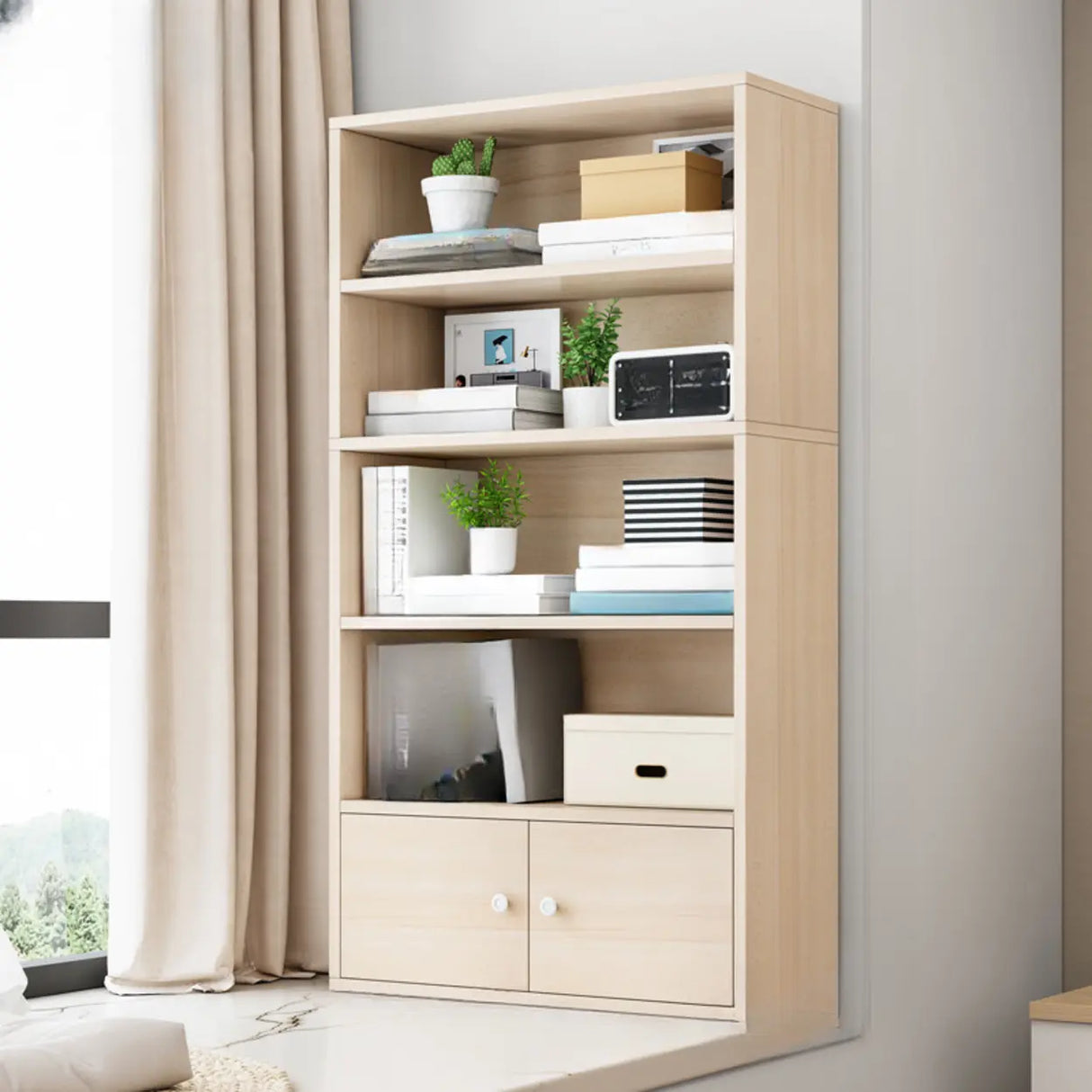 Modern Wood Vertical Barrister Storage Bookcase White Image - 21