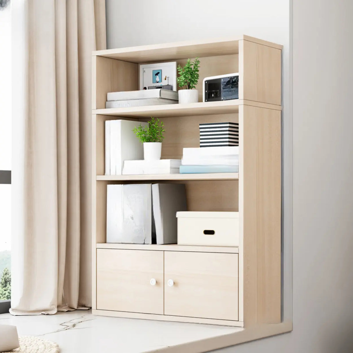 Modern Wood Vertical Barrister Storage Bookcase White Image - 22