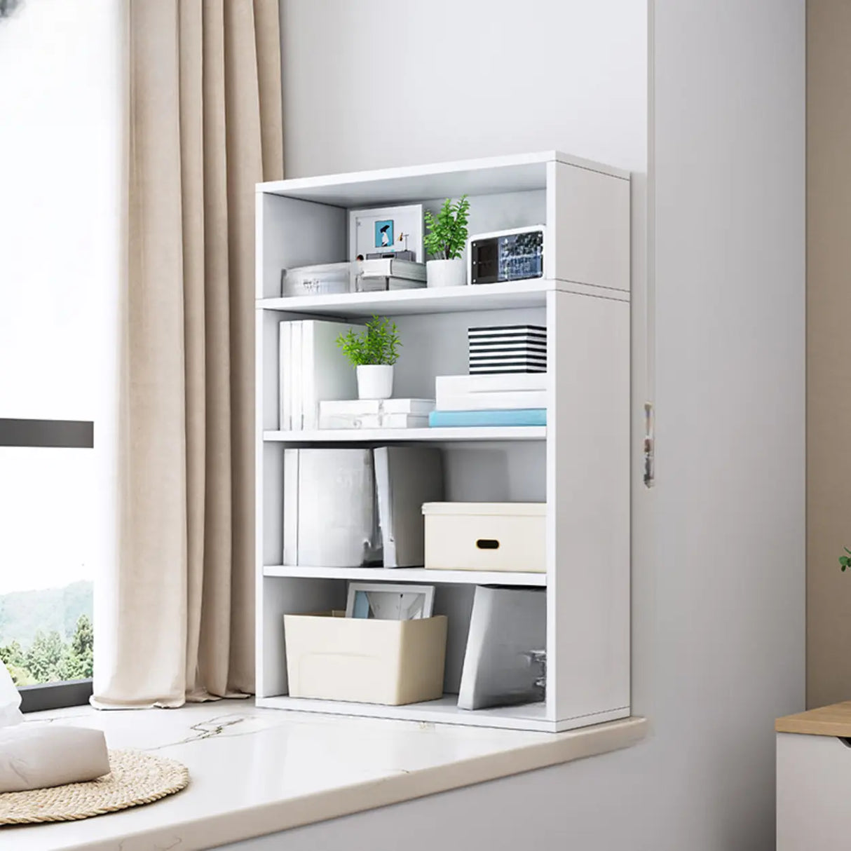 Modern Wood Vertical Barrister Storage Bookcase White Image - 23