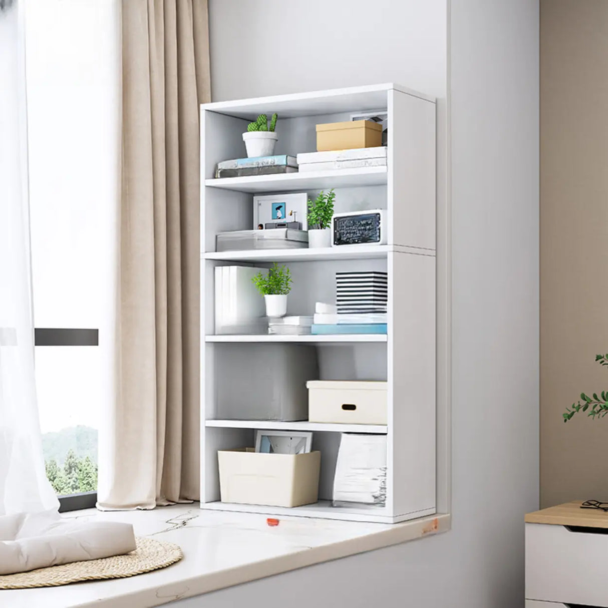 Modern Wood Vertical Barrister Storage Bookcase White Image - 24