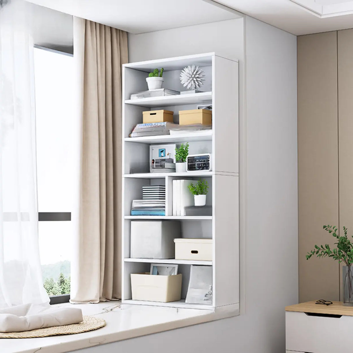 Modern Wood Vertical Barrister Storage Bookcase White Image - 25