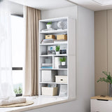 Modern Wood Vertical Barrister Storage Bookcase White Image - 25